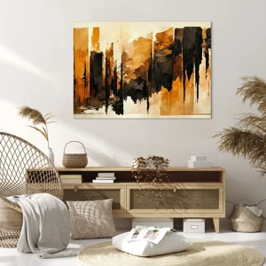 Impression sur toile - Image sur toile - Harmonie de noir et d'or - 100x70 cm