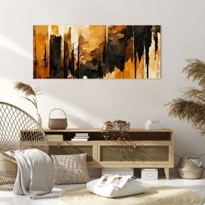 Impression sur toile - Image sur toile - Harmonie de noir et d'or - 120x50 cm