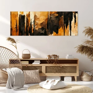 Impression sur toile - Image sur toile - Harmonie de noir et d'or - 140x50 cm