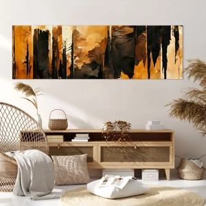 Impression sur toile - Image sur toile - Harmonie de noir et d'or - 160x50 cm