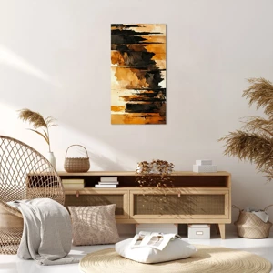 Impression sur toile - Image sur toile - Harmonie de noir et d'or - 55x100 cm