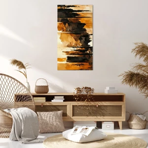 Impression sur toile - Image sur toile - Harmonie de noir et d'or - 65x120 cm