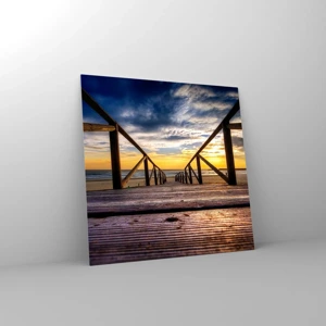 Impression sur verre - Image sur verre - Directement sur une plage calme au coucher de soleil - 70x70 cm