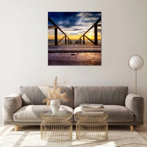 Impression sur verre - Image sur verre - Directement sur une plage calme au coucher de soleil - 70x70 cm