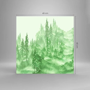 Impression sur verre - Image sur verre - Flou de brouillard vert - 40x40 cm