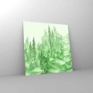 Impression sur verre - Image sur verre - Flou de brouillard vert - 40x40 cm