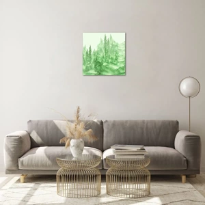 Impression sur verre - Image sur verre - Flou de brouillard vert - 40x40 cm