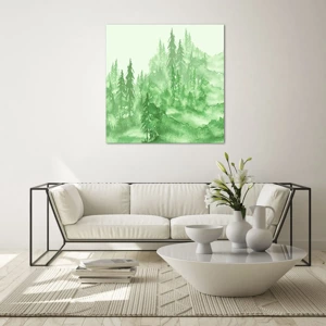 Impression sur verre - Image sur verre - Flou de brouillard vert - 40x40 cm