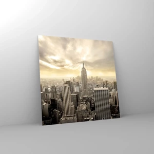 Impression sur verre - Image sur verre - New York tissé de gris - 60x60 cm