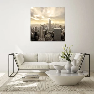 Impression sur verre - Image sur verre - New York tissé de gris - 60x60 cm