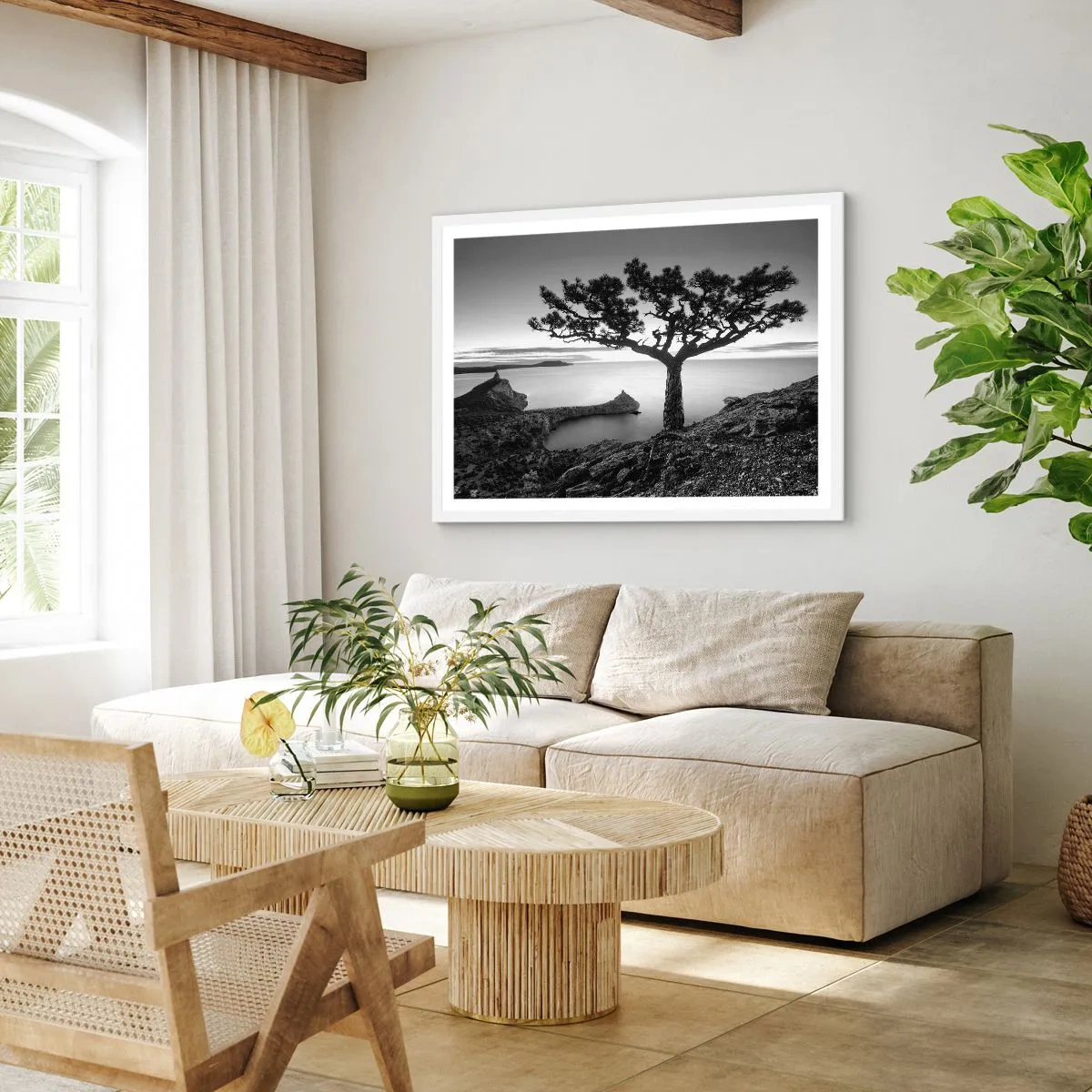 Affiche dans un cadre blanc - Poster - Paix jusqu'à l'horizon - 50x40 cm