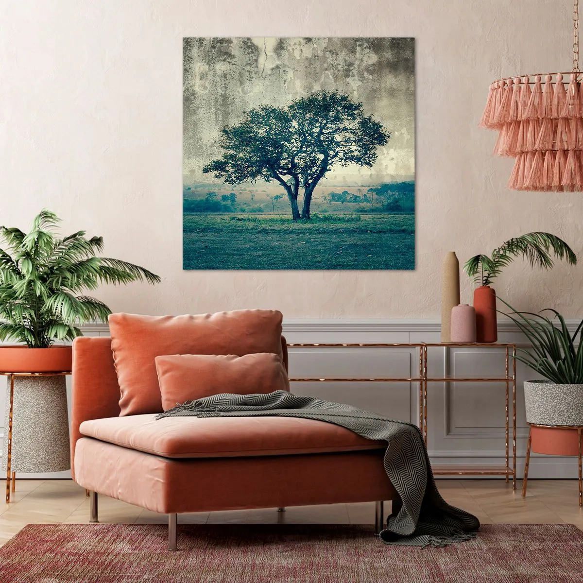 Impression sur toile - Image sur toile - Un pommier sur un champ bleu ? - 40x40 cm
