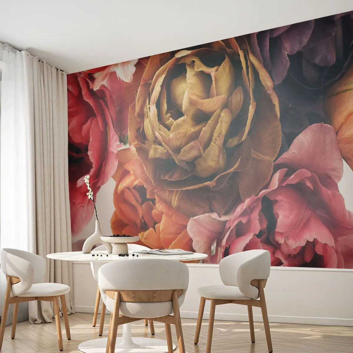 Papier Peint Photo Premium Canvas - La fête de la vie - Bouquet de fleurs, Fleurs, Pivoine - 150x105 cm