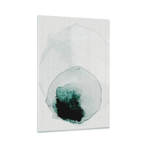 Impression sur verre - Image sur verre - Goutte d'eau abstraite avec des nuances de vert et de noir - 80x120cm - Dans une goutte d'eau - Décoration murale moderne pour le salon et la chambre ARTTOR