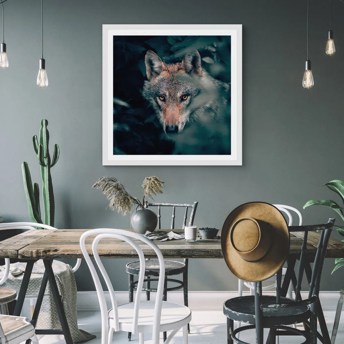 Affiche dans un cadre blanc - Poster - Chasseur - 40x40 cm