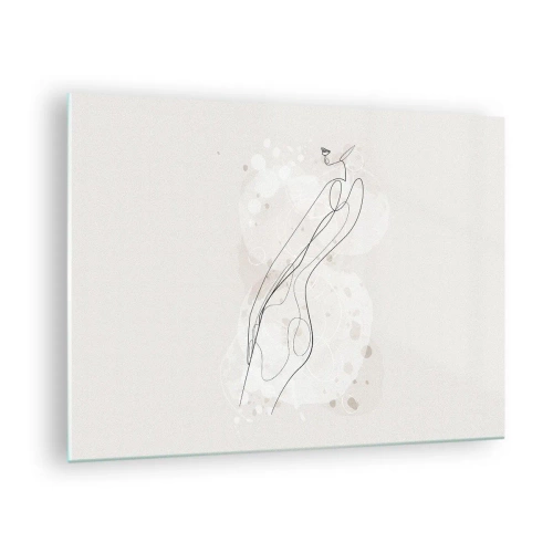 Impression sur verre - Image sur verre - Silhouette profilée d'une femme dans des tons beiges - 70x50cm - Trompe l'oeil - Décoration murale moderne pour le salon et la chambre ARTTOR