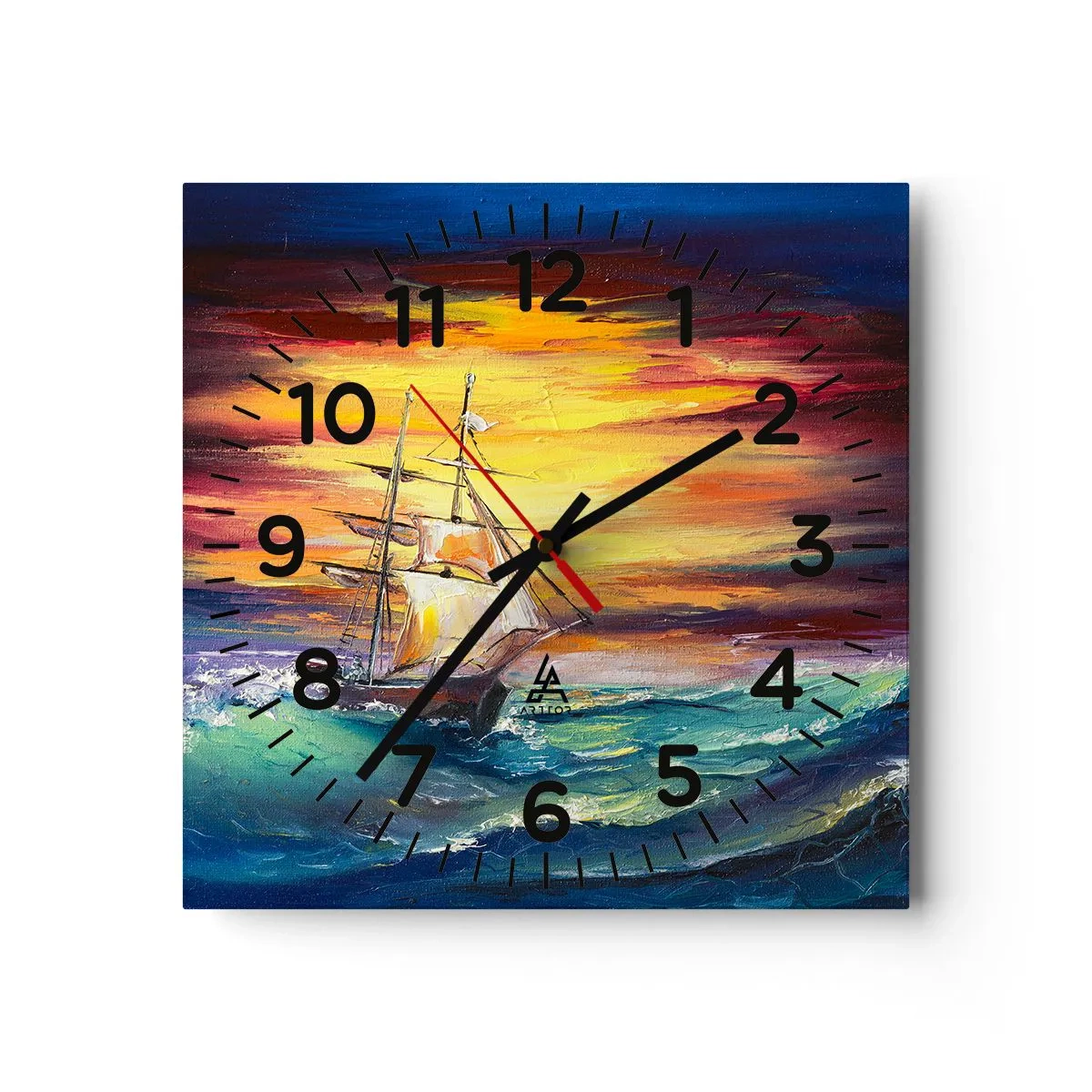 Horloge murale - Pendule murale - Courageusement sous les vagues - 40x40 cm