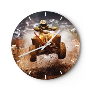 Horloge murale - Pendule murale - Un quad en mouvement sur une piste boueuse, conduite tout-terrain dynamique - 30x30cm - No risk no fun - Décoration murale moderne pour le salon, la cuisine et la chambre ARTTOR