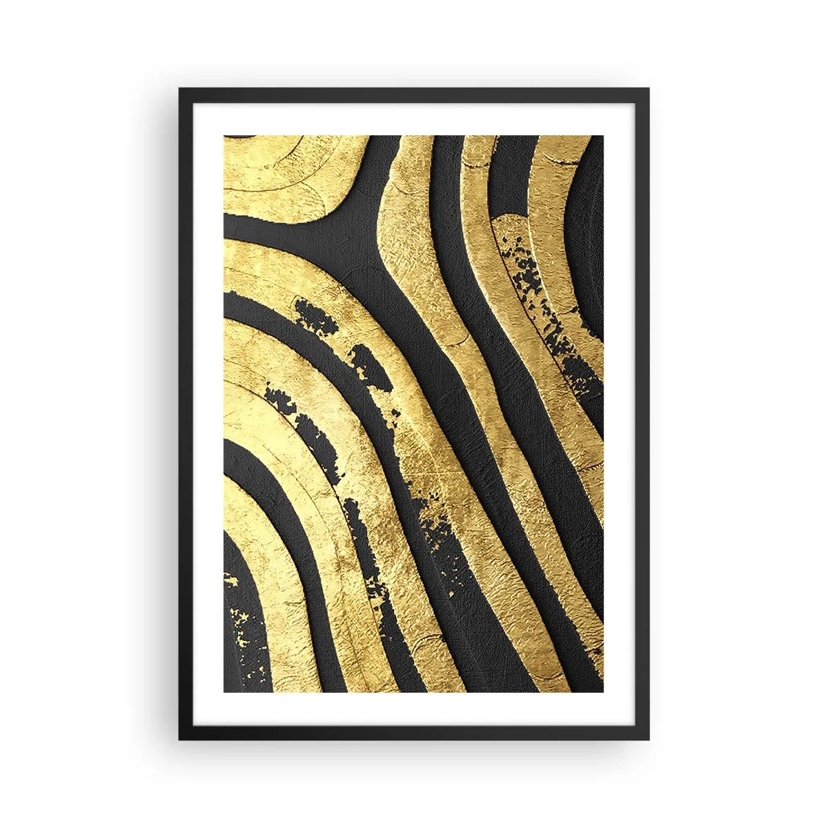 Affiche dans un cadre noir - Poster - Lignes dorées sur fond sombre - 50x70cm - Tout coule - Décoration murale moderne pour le salon et la chambre ARTTOR
