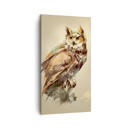 Impression sur toile - Image sur toile - Le hibou le plus intelligent - confirmera la forêt de chênes - 45x80 cm