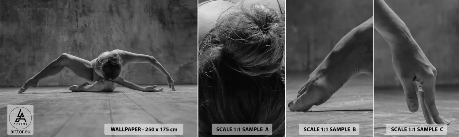 Échantillon de Papier Peint Autocollant Deluxe Sticker - Symétrie trouvée - Ballerine, Ballet, Danse - 100x30 cm