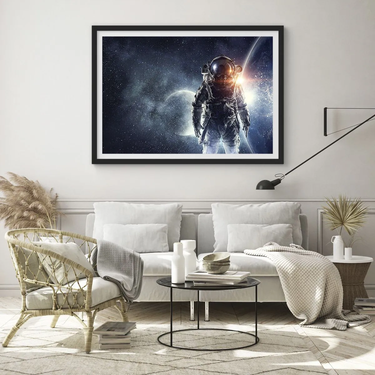 Affiche dans un cadre noir - Poster - Aventure spatiale - 40x30 cm