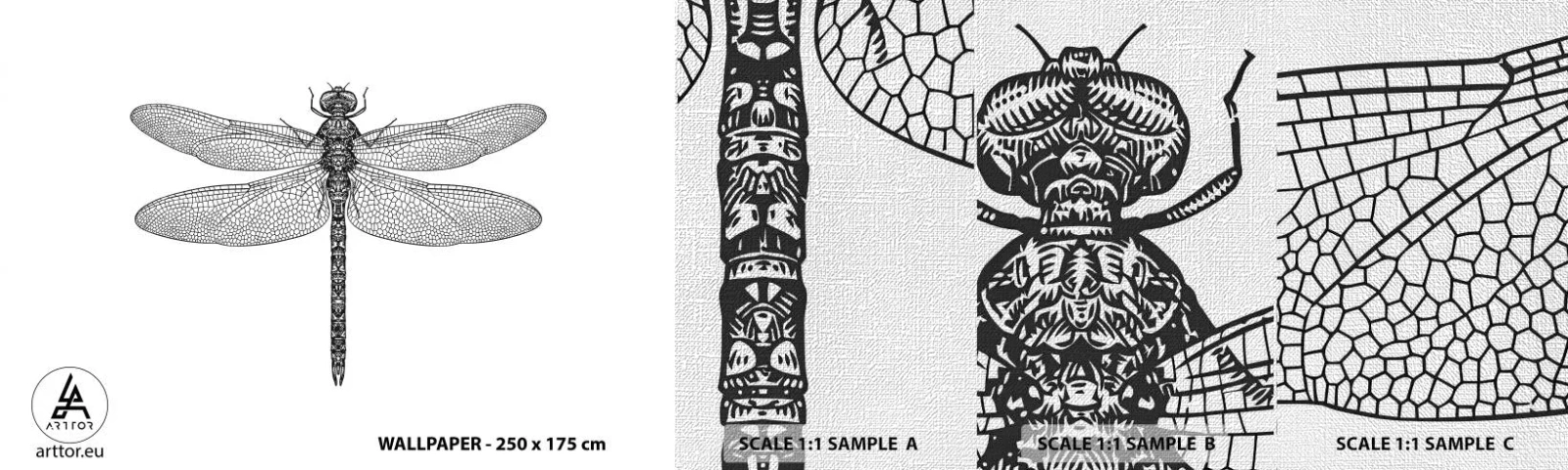 Échantillon de Papier Peint Premium Canvas - Précision de la nature - Libellule, Insecte, Minimaliste - 100x30 cm