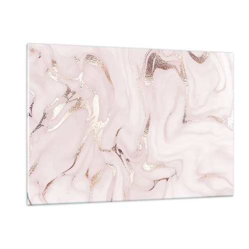 Impression sur verre - Image sur verre - Motif abstrait en marbre or rose - 120x80cm - Dans un châle rose - Décoration murale moderne pour le salon et la chambre ARTTOR