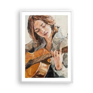 Affiche dans un cadre blanc - Poster - Concerto pour guitare et coeur de fille - 50x70 cm