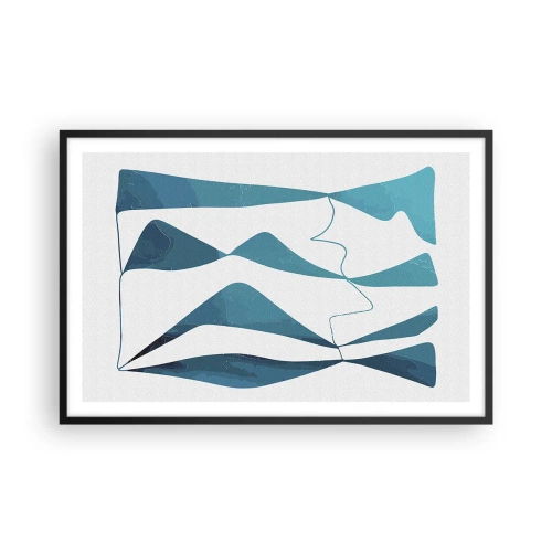Affiche dans un cadre noir - Poster - Abstraction : composé turquoise - 91x61 cm