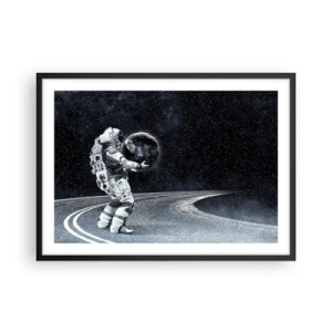 Affiche dans un cadre noir - Poster - Astronaute avec la Terre contre le ciel étoilé - 70x50cm - Sur la Voie Lactée - Décoration murale moderne pour le salon et la chambre ARTTOR