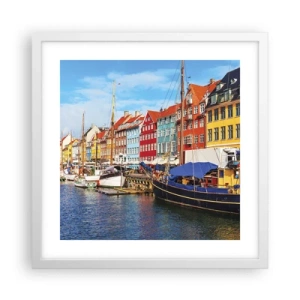 Affiche dans un cadre blanc - Poster - Quai joyeux - 40x40 cm