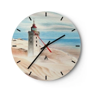 Horloge murale - Pendule murale - Un phare sur les dunes de sable au bord de la mer - 30x30cm - Toujours regarder la mer - Décoration murale moderne pour le salon, la cuisine et la chambre ARTTOR