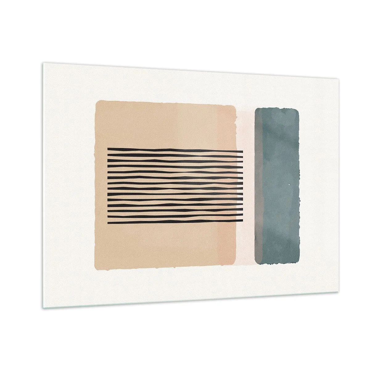 Impression sur verre - Image sur verre - Composition géométrique avec des rayures et des blocs de couleurs - 100x70cm - Tout est en ordre - Décoration murale moderne pour le salon et la chambre ARTTOR