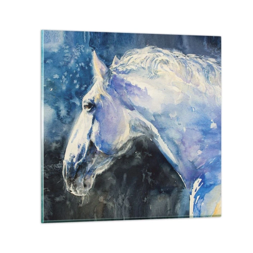 Impression sur verre - Image sur verre - Portrait dans une lueur azur - 60x60 cm