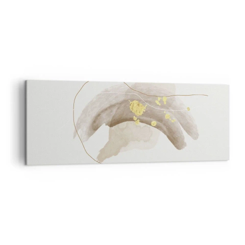 Impression sur toile - Image sur toile - Une composition abstraite dans les tons beige et or. - 140x50cm - rencontré dans l'espace - Décoration murale moderne pour le salon et la chambre ARTTOR