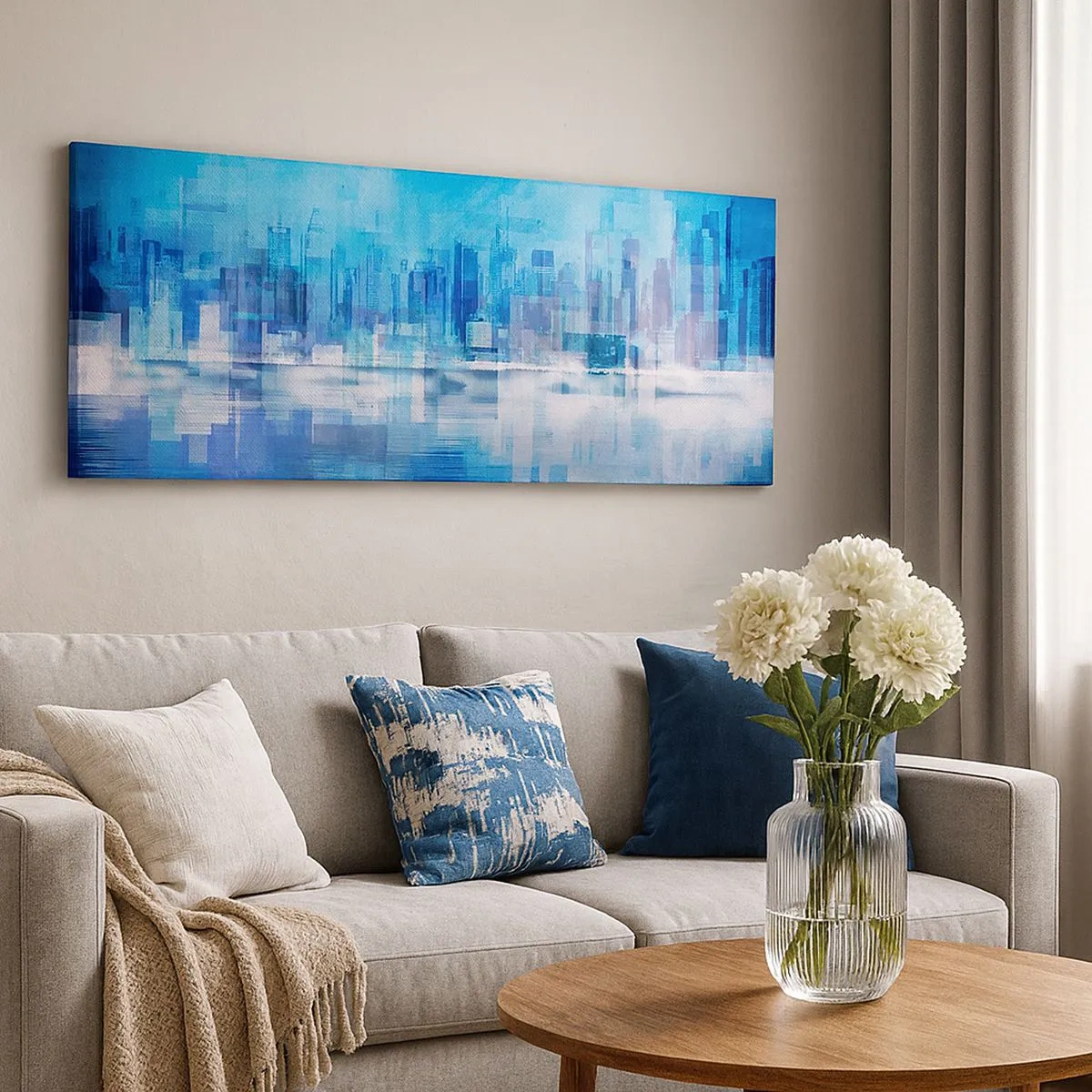 Impression sur toile - Image sur toile - Noyé dans le bleu - 100x40 cm