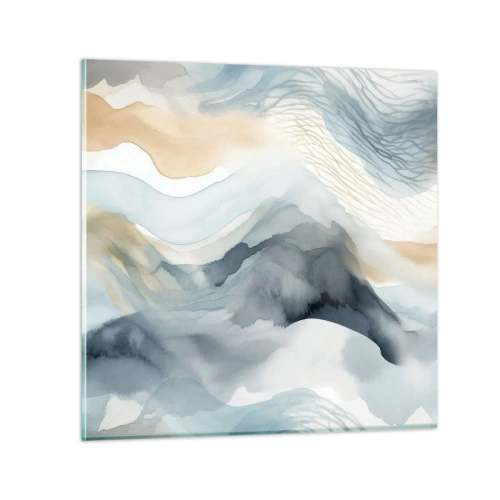 Impression sur verre - Image sur verre - Abstraction enneigée et brumeuse - 40x40 cm