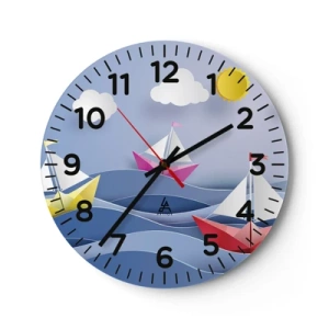 Horloge murale - Pendule murale - Ah qu'il est agréable de se balancer dans les vagues - 30x30 cm
