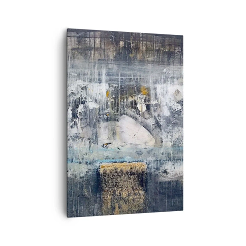 Impression sur toile - Image sur toile - Composition abstraite aux tons froids - 70x100cm - Comme sur la glace, comme après décembre - Décoration murale moderne pour le salon et la chambre ARTTOR