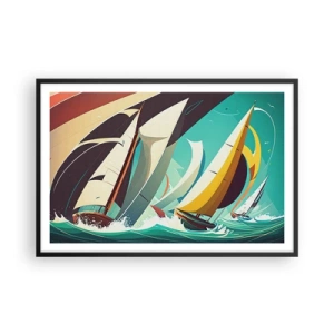 Affiche dans un cadre noir - Poster - Bonne chance avec les éléments - 91x61 cm