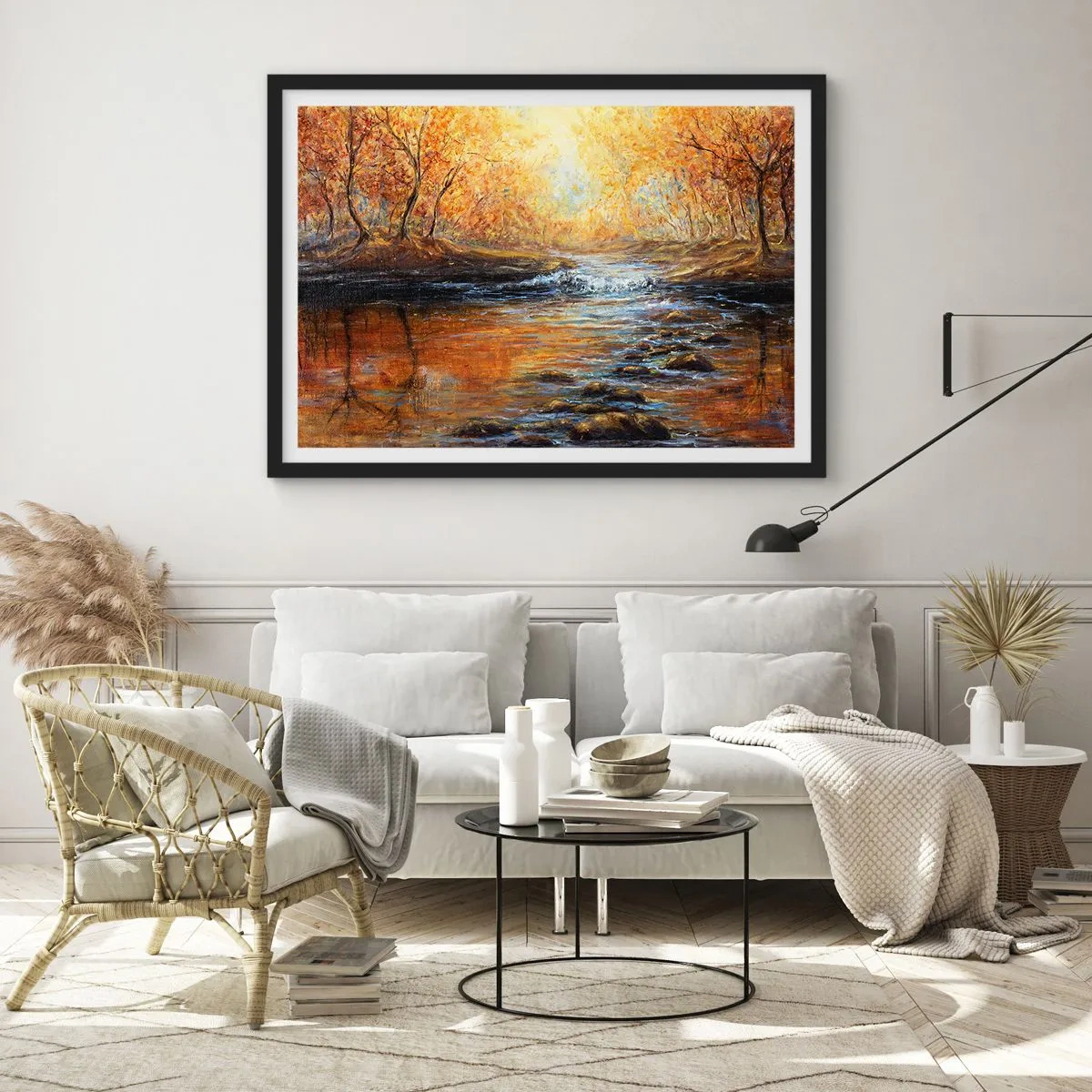 Affiche dans un cadre noir - Poster - Le ruisseau d'or - 40x30 cm