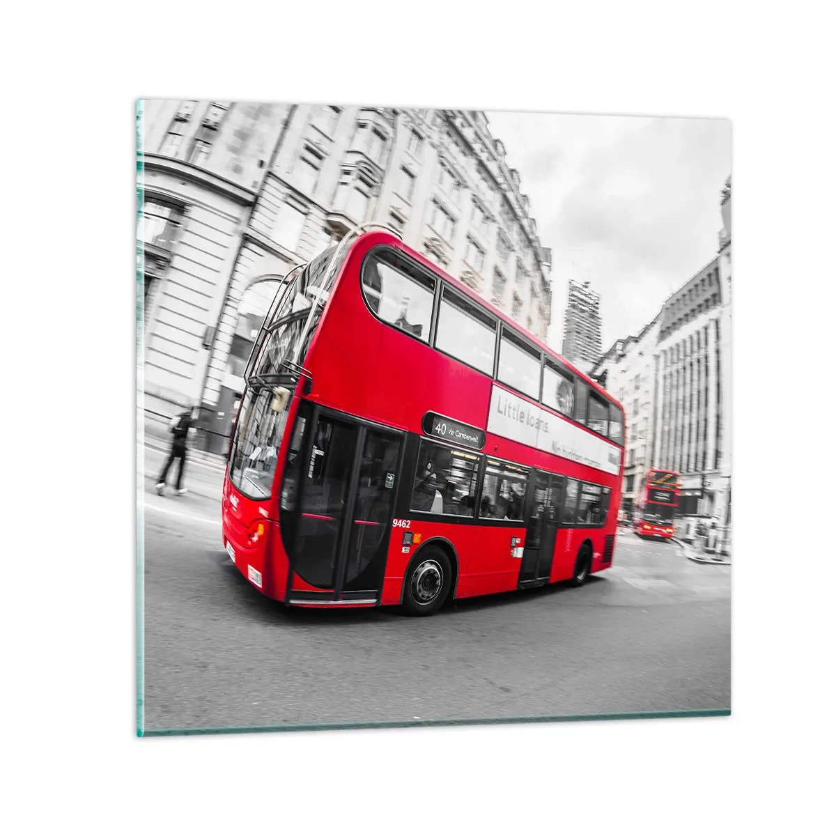 Impression sur verre - Image sur verre - Londres traditionnellement - en bus - 50x50 cm