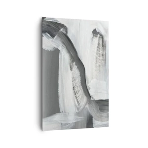 Impression sur toile - Image sur toile - Abstraction grise et blanche avec des lignes dynamiques - 80x120cm - Un geste décisif - Décoration murale moderne pour le salon et la chambre ARTTOR