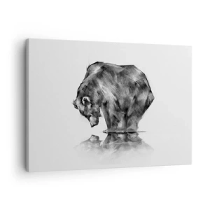 Impression sur toile - Image sur toile - Un dessin d'un ours dans un style minimaliste - 70x50cm - Ravi de rencontrer quelqu'un de proche - Décoration murale moderne pour le salon et la chambre ARTTOR