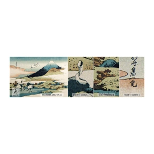 Échantillon de Papier Peint Premium Sand - Avec une âme japonnaise - Cigogne, Oiseau, Paysage - 100x30 cm