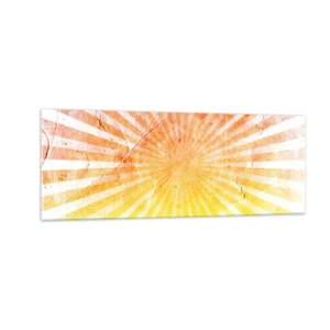 Impression sur verre - Image sur verre - Rayons de soleil dans les tons orange et jaune - 140x50cm - Levant et couchant - Décoration murale moderne pour le salon et la chambre ARTTOR