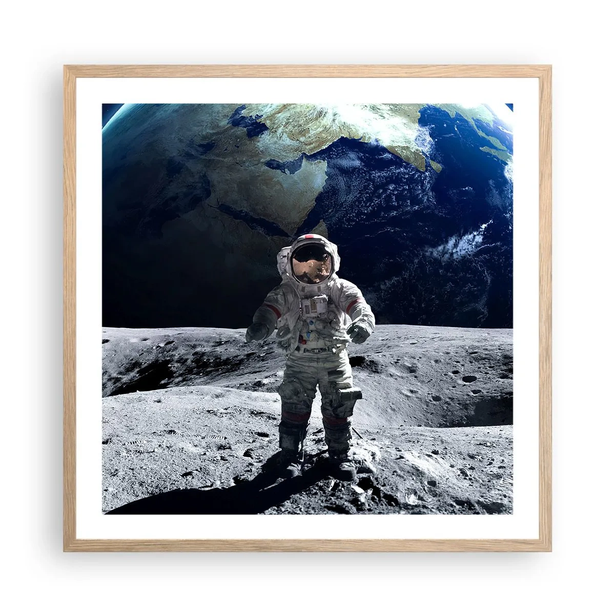 Affiche dans un chêne clair - Poster - Salutations de la lune - 60x60 cm