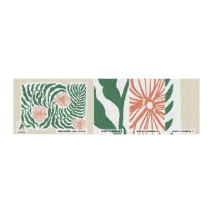 Échantillon De Papier Peint Standard Eco - Fleurit en vert - Bohème, Botanique, Fleurs - 100x30 cm
