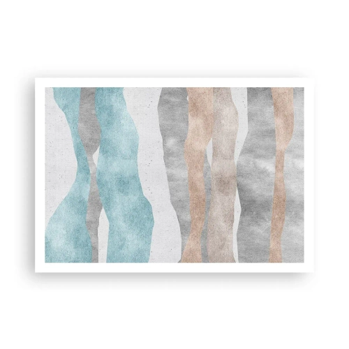 Affiche - Poster - Rayures abstraites aux tons pastel - 100x70cm - Une étude de proximité - Décoration murale moderne pour le salon et la chambre ARTTOR